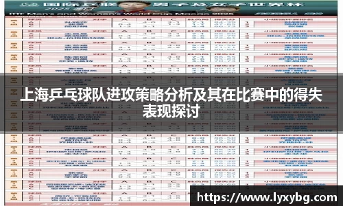 上海乒乓球队进攻策略分析及其在比赛中的得失表现探讨